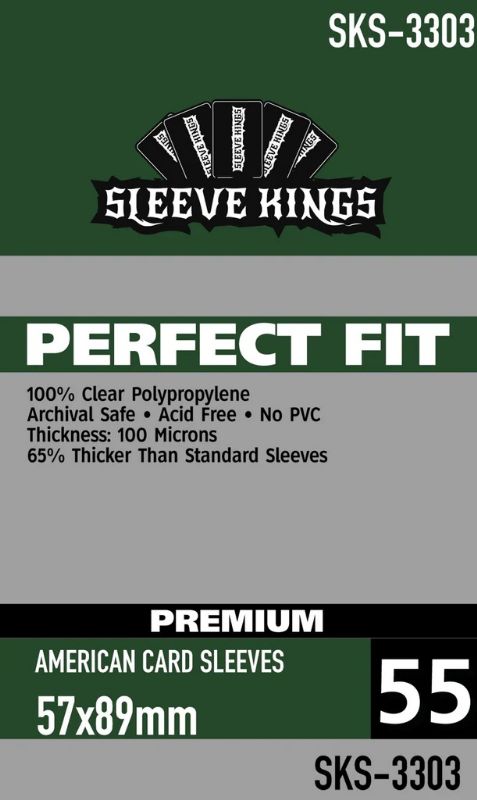 Sleeve Kings Perfect Fit Premium American Card Sleeves (57x89mm) -55 Pack, 100 Microns, SKS-3303